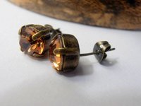 Smoked Topaz bronze Stud earrings, swarovski Crystals 8mm