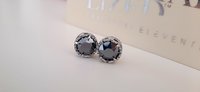 Black Hematite Bezel Stud Earrings | Swarovski Crystal Studs | Birthday Gift
