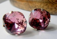 Antique pink square swarovski studs