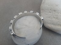 Metal Cuff Bracelet with Cushion Cut Crystals in Platinum | Gift for Girlfriend
