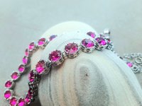 Fuchsia Rhinestone Necklace | Art Deco Collet for Women