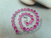 Fuchsia Rhinestone Necklace | Art Deco Collet for Women
