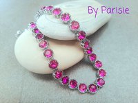 Fuchsia Rhinestone Necklace | Art Deco Collet for Women