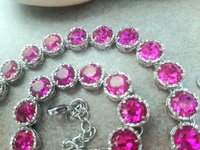 Fuchsia Rhinestone Necklace | Art Deco Collet for Women