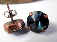 Montana Blue Rivoli Earring Studs | Swarovski Crystal Jewelry 