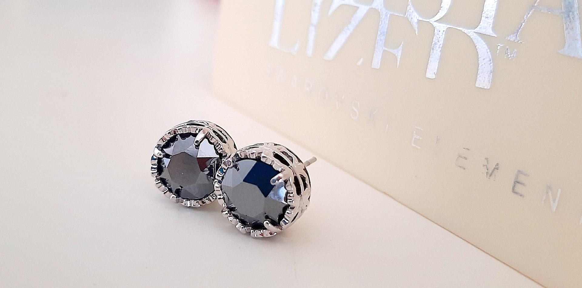 Swarovski hematite crystal earrings