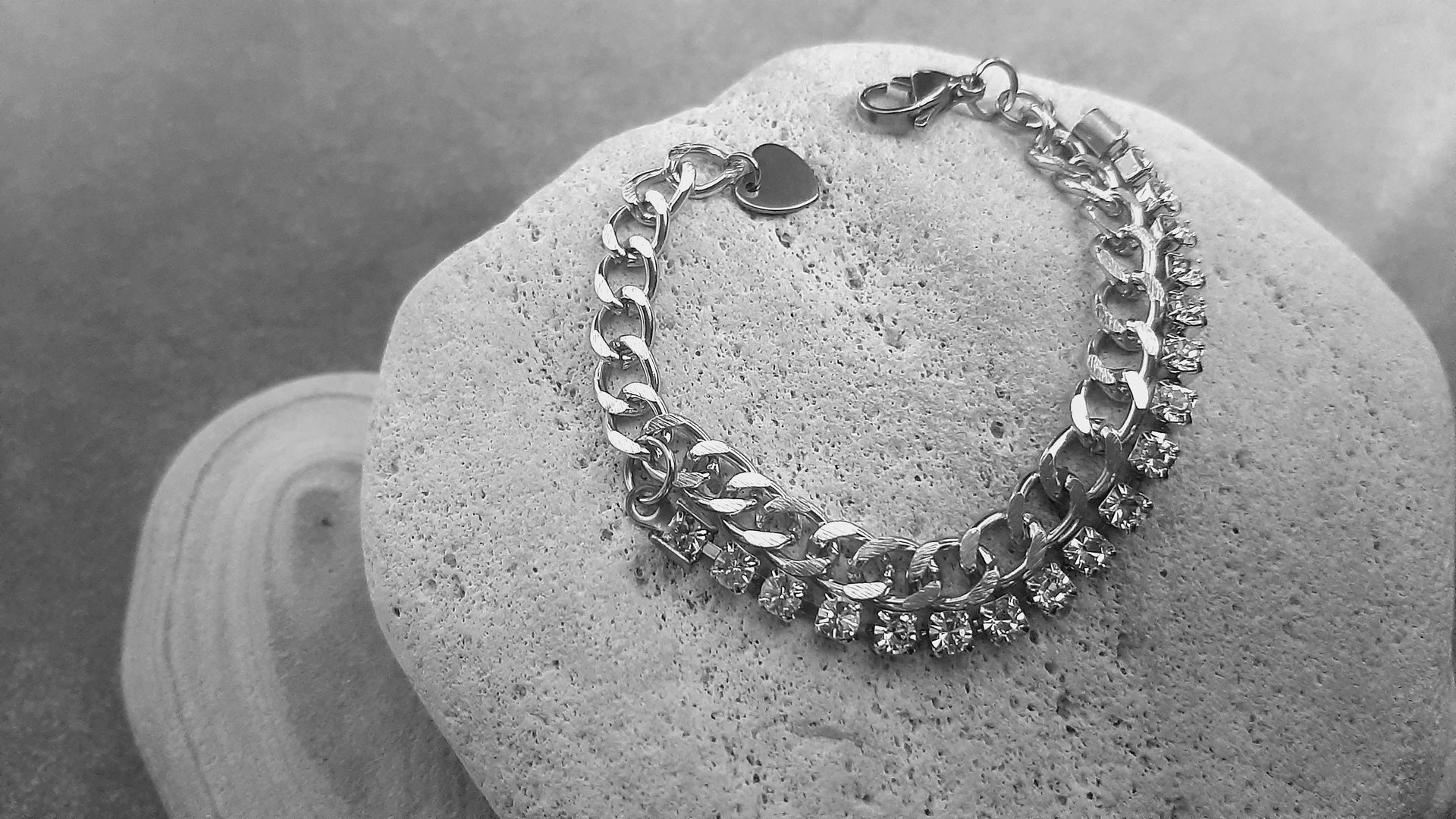 Double Row Chain Bracelet with Rhinestones | Stainless Steel Crystal Bracelet