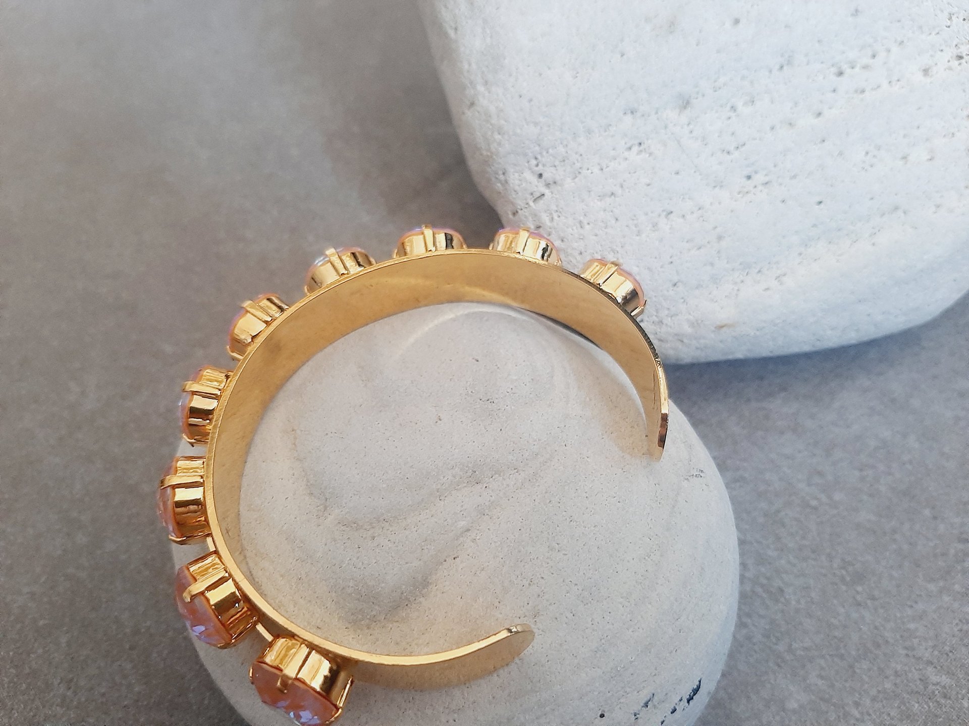 Crystal Metal Cuff | Peach Delight Adjustable Bangle