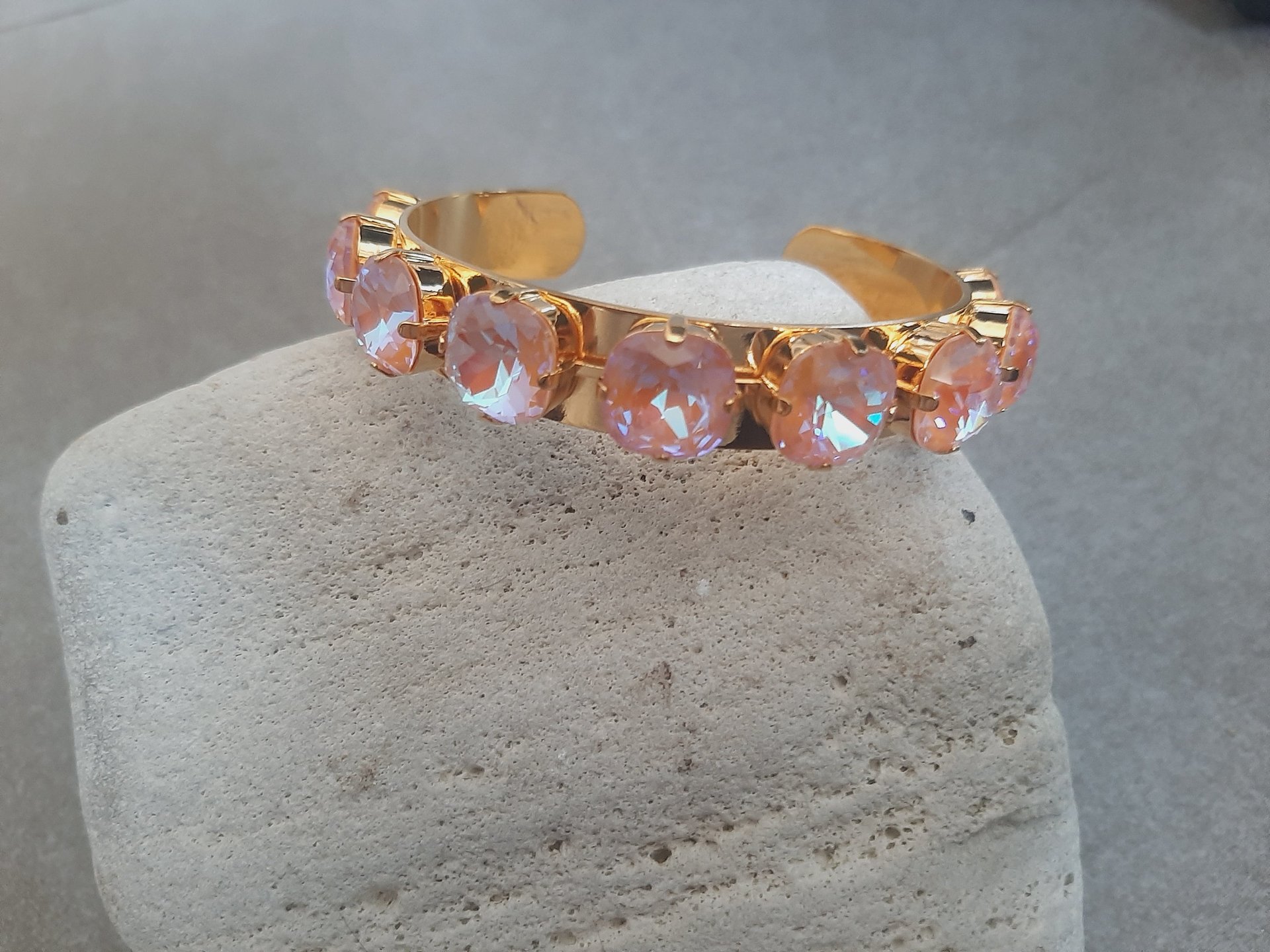 Crystal Metal Cuff | Peach Delight Adjustable Bangle