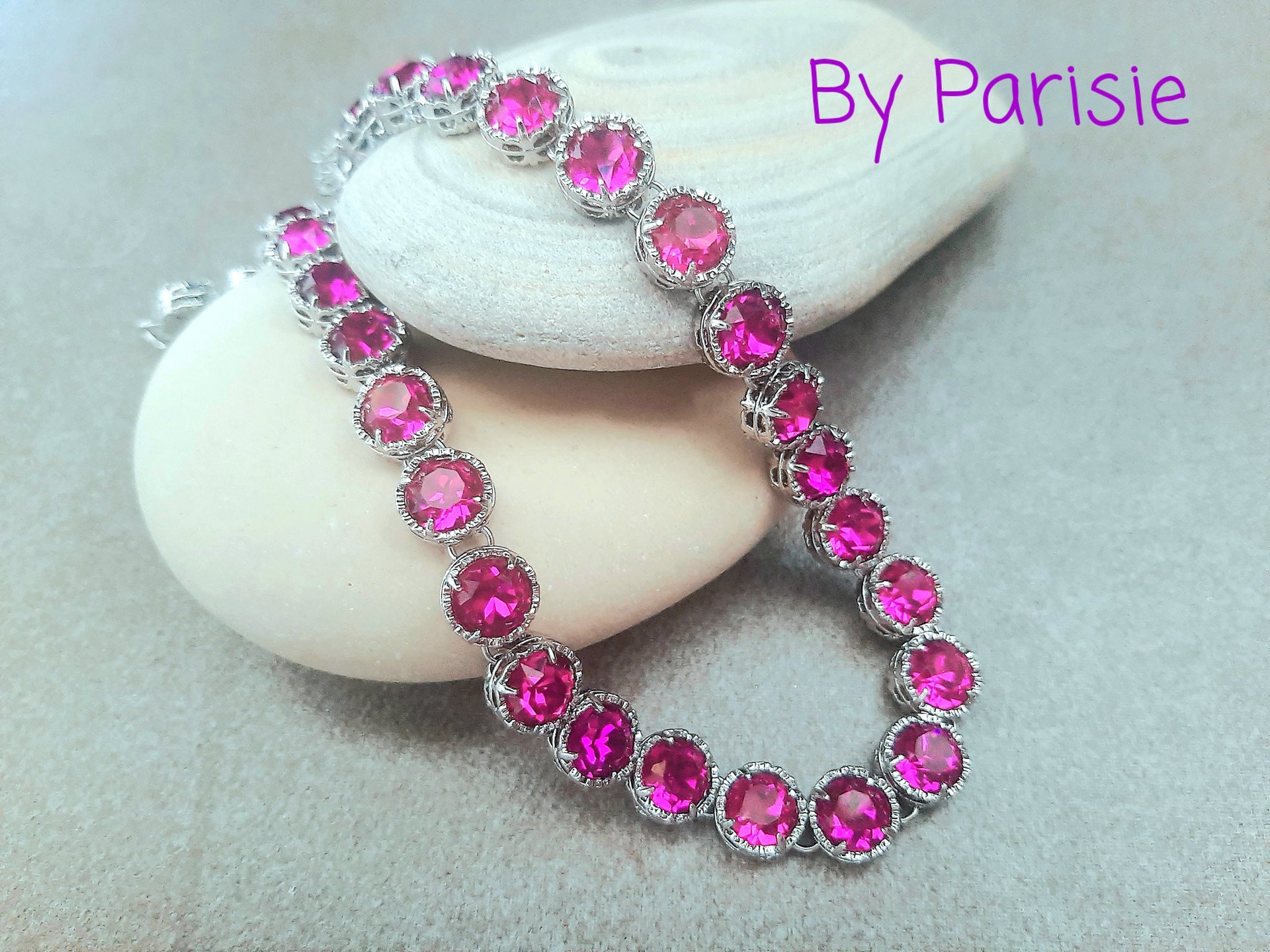 Fuchsia Rhinestone Necklace | Art Deco Collet for Women