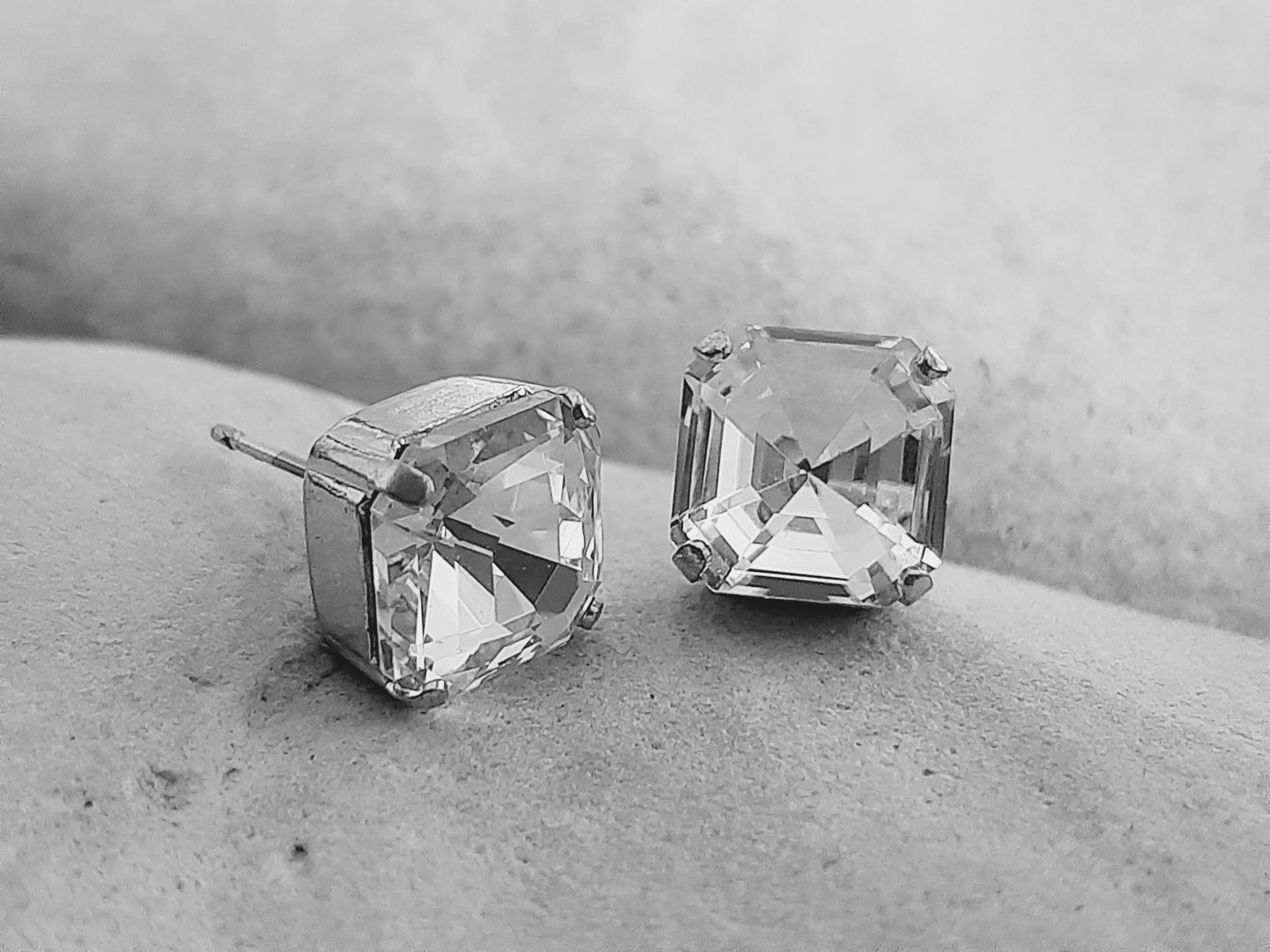 Crystal Clear Asscher Cut Stud Earrings in Silver