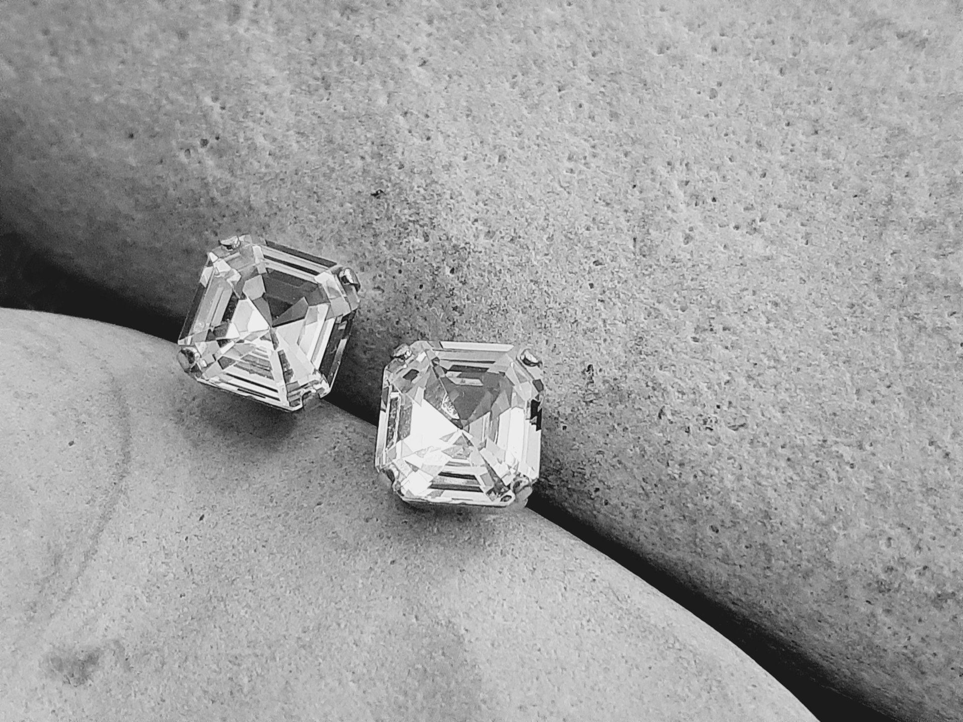 Crystal Clear Asscher Cut Stud Earrings in Silver