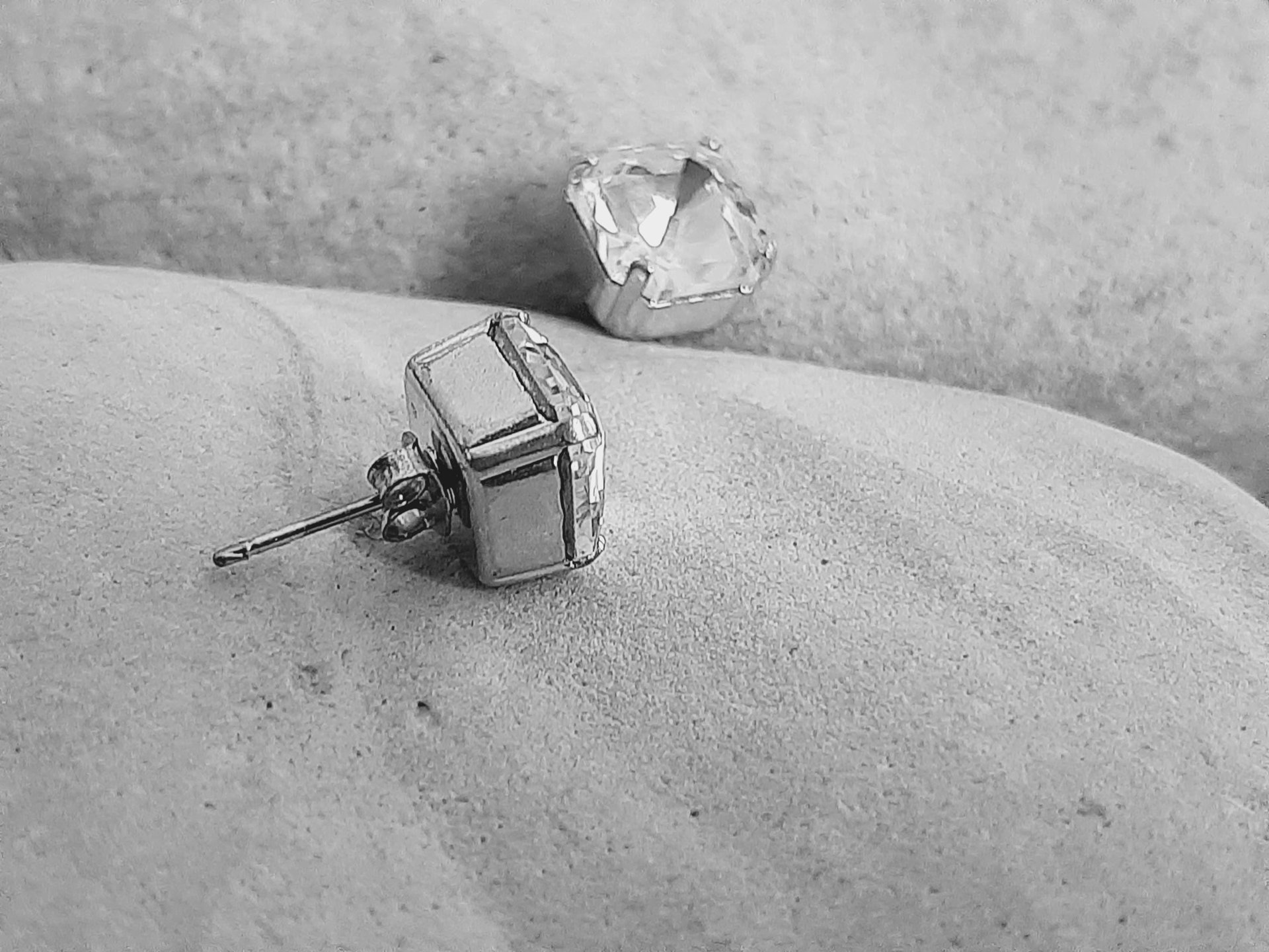 Crystal Clear Asscher Cut Stud Earrings in Silver