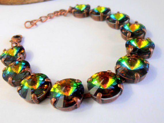 Medium Vitrail Rivoli Crystal Tennis Bracelet in Antique Copper