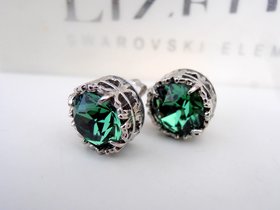 Swarovski Pine Green crystal Stud  Earrings