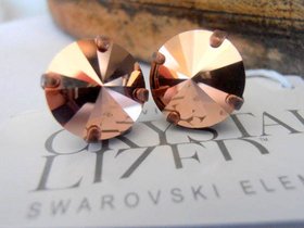 Swarovski stud earrings in Round Antique Copper setting