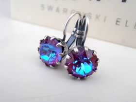 Burgundy DeLite Crystal Drop Earrings in Silver Plating