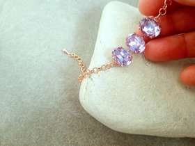 Pale Purple Crystal Chain Bracelet