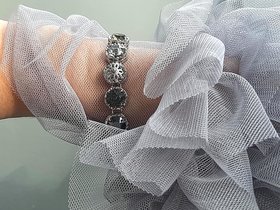 Art Deco Filigree Crystal Bracelet in Platinum Plated
