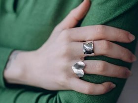 Sterling Silver Hammered Heart Ring: Adjustable 925 Band