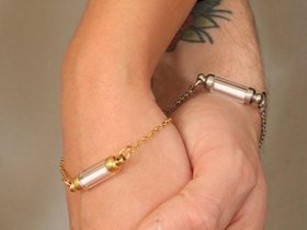 Matching Couple Bracelets: Stainless Steel Love Note Jewelry Set