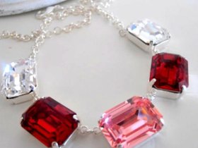 Bold Statement Necklace | Multi colored Bib Crystal Collier