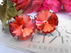 Padparadscha Orange Stud Earrings | Party Jewelry