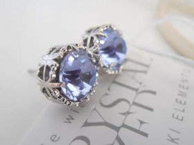 Lavender swarovski stud earrings in platinum