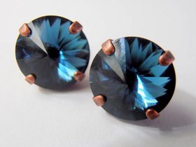 Montana Blue Rivoli Earring Studs | Swarovski Crystal Jewelry 