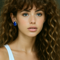 Blue Sapphire Oval Stud Earrings in Silver Plated