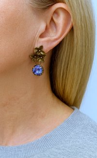 Tanzanite Dangle Earrings | Antique Bronze Bridal Jewelry 