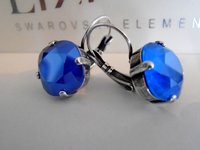 Royal Blue Cushion Cut Earrings with Crystals 4470 / 12mm Lever back Square Dangle & Drop / Mother's Day Gift