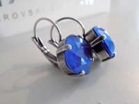 Royal Blue Cushion Cut Earrings with Crystals 4470 / 12mm Lever back Square Dangle & Drop / Mother's Day Gift