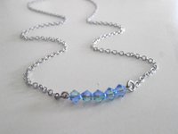 Provence Lavender Layered Beaded Necklace, Minimalist Jewelry, Bicone Bar Pendant, Woman Everyday Crystal Jewelry