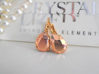Rose Gold Swarovski Crystal Earrings: Teardrop Dangle Jewelry