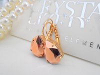 Rose Gold Swarovski Crystal Earrings: Teardrop Dangle Jewelry