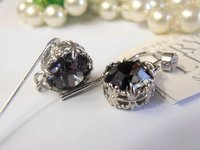 Silver Night Rhinestone Filigree Drop Earrings in Platinum Plated