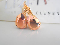 Rose Gold Swarovski Crystal Earrings: Teardrop Dangle Jewelry
