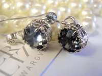 Silver Night Rhinestone Filigree Drop Earrings in Platinum Plated