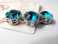 Blue Crystal Filigree Bracelet in Platinum | Dainty Art Deco Style Jewelry