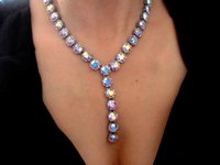 Wedding Necklace, Aurora Borealis Crystal Y Necklace, Bridal Jewelry, Art Deco Long Layering Necklace, Anniversary Gift for Wife
