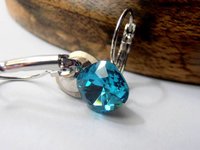 Square Dangle Earrings | Teal Crystal Dangle Earring Set