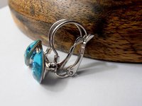 Square Dangle Earrings | Teal Crystal Dangle Earring Set