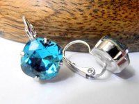 Teal Blue Cushion Crystal Earrings | Women Jewelry Gifts