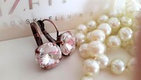 Crystal Clear Rivoli Lever back Earrings in Antique Copper