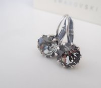 Black Diamond Crystal Earrings | Antique Silver Jewelry Birthday Gift