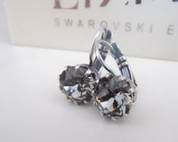 Black Diamond Crystal Earrings | Antique Silver Jewelry Birthday Gift