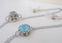 Pacific Opal Lanyard • Reading Eye Glasses Holder Chain in Platinum / Mother's Day Gift