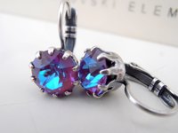 Burgundy DeLite Crystal Drop Earrings in Silver Plating