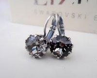 Black Diamond Crystal Earrings | Antique Silver Jewelry Birthday Gift